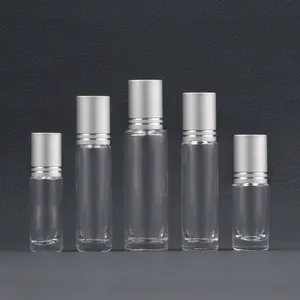 Rotolo di olio essenziale trasparente su bottiglia 5ml 6ml 8ml 10ml 15ml di vetro di ricarica per profumo bottiglie di rollerball etichetta personalizzata
