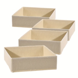 Lot de 4 boîtes de rangement modernes pliables en <span class=keywords><strong>tissu</strong></span> pour tiroirs et armoires, séparateurs de vêtements, sous-vêtements, chaussettes et soutiens-gorge, sans électricité requise LG-Q033 - Product Image 4