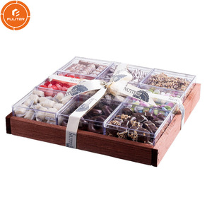 Plateau en bois multifonctions, pour bonbons, <span class=keywords><strong>Chocolat</strong></span>, noix, gâteaux, coffret acrylique, cadeau carré inachevé - Product Image 6