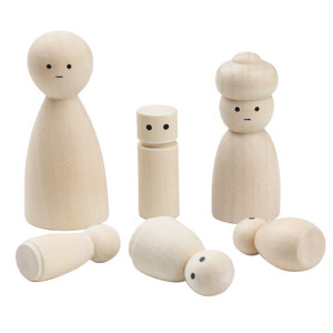 Figuras de madera natural en blanco para manualidades DIY, juguetes hechos a mano para niños con ojos y sonrisas impresas. - Product Image 4