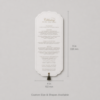 Cartes de menu de mariage élégantes et luxueuses en papier de coton fait main avec pompon pour cérémonie et réception de mariage