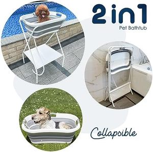 Portable 2-en-1 <span class=keywords><strong>pliable</strong></span> en plastique écologique carré <span class=keywords><strong>douche</strong></span> <span class=keywords><strong>baignoire</strong></span> élevée bain toilettage Station couvercle chiens intérieur extérieur - Product Image 3