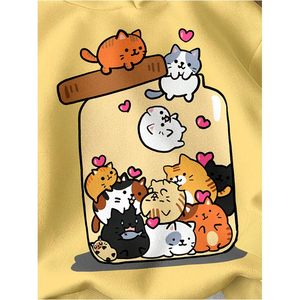 FOXA Sweat-shirt à capuche graphique pour fille, imprimé chats de dessin animé, manches longues, pull décontracté, taille M pour femme - Product Image 3