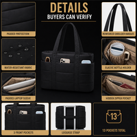 Sac fourre-tout de travail personnalisé OEM rembourré avec 13 poches, en tissu résistant à l'eau, avec compartiment pour ordinateur portable, idéal pour le bureau, les voyages d'affaires et les trajets quotidiens