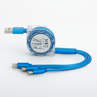 Câble USB 3 en 1 pour iPhone, câbles de charge et de données, charge rapide 3A, type-C, câble USB rétractable 3 en 1 pour téléphone portable Android