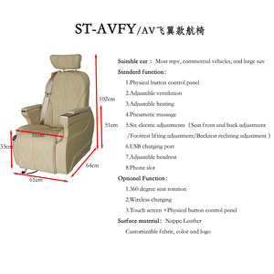 Asiento de Aviación Multifuncional Eléctrico Ajustable VIP para Auto de Lujo, Asiento Ejecutivo para MPV - Product Image 4