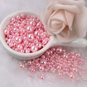 <span class=keywords><strong>3</strong></span>-8mm karışık boyutu beyaz bej renk plastik inci takı yapımı için delik ile - Product Image 5