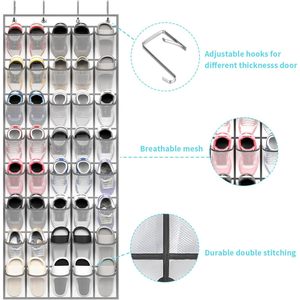 Organizador de Zapatos de 40 Bolsillos, de Una Sola Capa, Tipo Gancho, para Colgar en la Puerta, Plegable, Portátil, Diseño Rectangular - Product Image 4