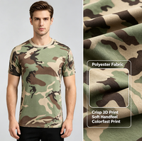 T-shirt pour homme à imprimé camouflage 3D en polyester, col rond, manches courtes, coupe ample, décontracté, pour l'extérieur, personnalisable avec logo OEM/ODM