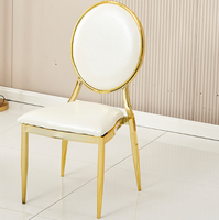 Chaise de salle à manger empilable en acier inoxydable doré, idéale pour banquets, événements, mariages, hôtels – Location de mobilier à prix abordable