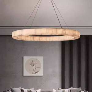 Lámpara Colgante Redonda Moderna de Madera LED de Lujo para Comedor, Sala de Estar, Restaurante, Luz Blanca Cálida 3500K, Regulable para Sala de Estar - Product Image 1