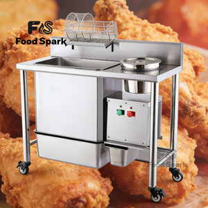 Machine à paner automatique en acier inoxydable 304 pour poulet, station de panage électrique avec réservoir d'eau pour poulet frit - Product Image 5