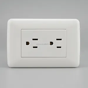 white south american 110v CE IEC double socket outlet duplex receptacle outlet 15a-125v wall switch