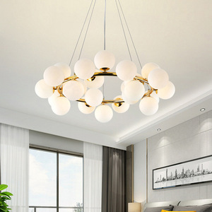 Minimaliste Salon Chambre Hôtel Décoratif Suspension Lampe Nordique Boule De Verre Lustres - Product Image 1