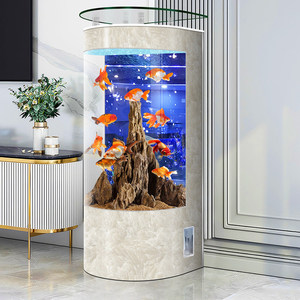 Modern Standing Half <strong>Round</strong> Large <strong>Fish</strong> <strong>Tank</strong> for Living Room with Self-Circulating Filtration and No Water Change Required - Product Image 1