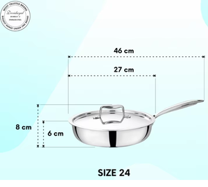 Poêle à frire en acier inoxydable 304 triple couche de 24 cm, antiadhésive, compatible induction, robuste, pour hôtel, restaurant, usage domestique - Product Image 5