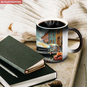 Blank Mug 11oz <b>Ceramic</b> Heat Activated Color Changing <b>Cup</b> With 2D Flat Painting Design - Product Image 3