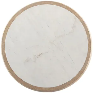 Lifepursue White Oak Timer Edge Solid Wooden Table Top Marble Inlay