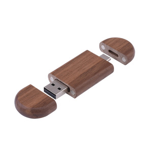 Flashdisk Kayu 2-in-1 Kapasitas Besar 128GB USB Type-C dengan Logo Terukir, Flashdisk USB OTG 64GB dengan Kotak Kayu - Product Image 2