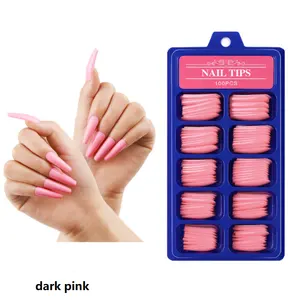 100 Stks/set Nail Tips Lange Doodskist Frency Diy Beauty Manicure Extension Volledige Dekking Valse Nail