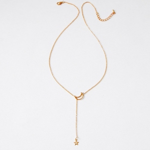 Nuova Collana Lunga da Donna di Tendenza con Design Semplice Luna e Stella e Catena a Maglie, Accessorio Regalo Popolare - Product Image 4