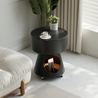 Table d'appoint noire créative en forme de chat avec roulettes universelles, table basse mobile pour salon, table de chevet, petite table de rangement