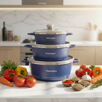 Set Panci Masak Mewah 6 Buah Set Peralatan Masak Granit Anti Lengket untuk Penggemar Masakan