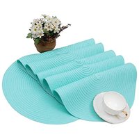 Set de 4 dessous-de-plat ronds en PET tressé – Bleu clair, antidérapants, résistants à la chaleur, écologiques, pour restaurant