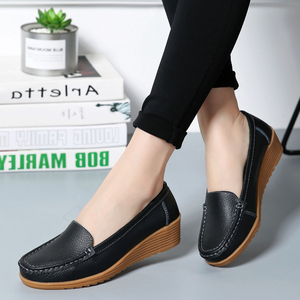 Comode ballerine per <span class=keywords><strong>mocassini</strong></span> taglie forti da <span class=keywords><strong>donna</strong></span>-scarpe Casual Slip-On da mamma con <span class=keywords><strong>tacco</strong></span> a zeppa - Product Image 3