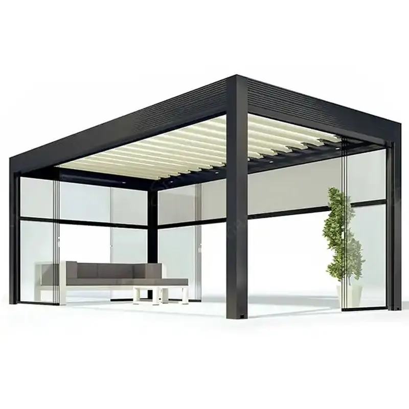 Auf Lager 3×3 3×4 4×4 wasserdichte Aluminiumpergola mit motorisiertem Aluminium-Jäckchendach