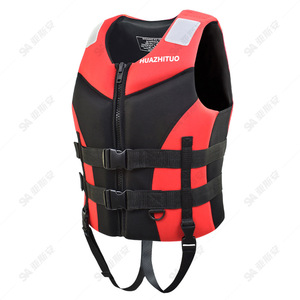 Gilet de sauvetage HUAZHITUO 150N en néoprène rouge réfléchissant pour la pêche, le surf, le rafting, la navigation de plaisance – Taille adulte MLXLXXLXXXL - Product Image 1