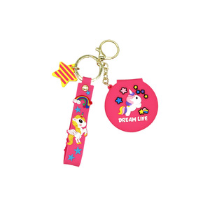 Version coréenne en gros PVC fille <span class=keywords><strong>Mini</strong></span> Portable miroir porte-clés Couple accessoires mignon dessin animé petit miroir rond porte-clés - Product Image 5