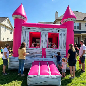 Château Gonflable Rose en PVC pour Enfants, Idéal pour la <span class=keywords><strong>Location</strong></span> Commerciale Intérieure et Extérieure – Offre Spéciale Usine - Product Image 1