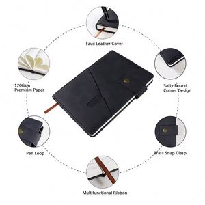 Custom Printing A5 Hardcover Leather Business Gift Box Set 100 <b>Sheets</b> Office Planner Notebook <b>Magnetic</b> Buckle School Meetings - Product Image 3