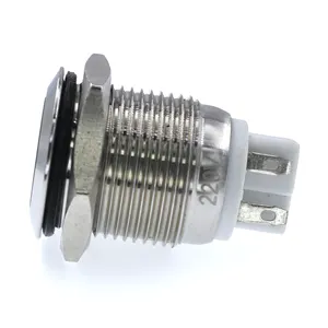 Anti-Vandal 4Pin/5Pin 16mm Latching Metal Push Button Switch On/Off Ring Lamp Power Symbol with LED Light Source