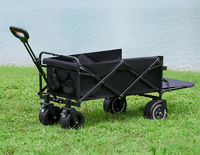 Chariot de camping électrique pliable tout-terrain 100W à double roues motrices arrière, hayon ouvrant par l'arrière et frein au pied