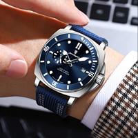 POEDAGAR 873 Hardlex Dial correa de nailon reloj de cuarzo fecha calendario manecillas luminosas 3ATM relojes de negocios impermeables profundos para hombres