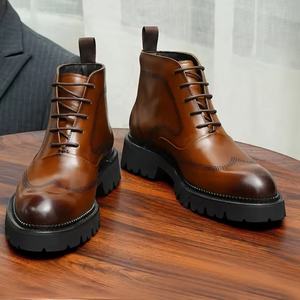 Vente en gros usine : Chaussures de mariage pour hommes en cuir de vachette pleine fleur, formelles, à semelle épaisse et rehaussante, toutes saisons - Product Image 2