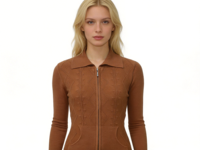 Cardigan en tricot zippé pour femme, col rabattu, manches longues, coupe ajustée, veste décontractée