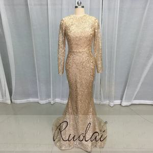 Abito da sera Ruolai EV99 con gonna staccabile in tessuto glitterato lucido, <span class=keywords><strong>maniche</strong></span> <span class=keywords><strong>lunghe</strong></span> in stile arabo. - Product Image 2