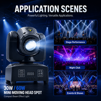 Mini Proyector LED de Metal de 30W/60W con Gobo, 2900K RGBW DMX512, Control por Voz Automático, Efectos de Escenario para Clubes, Bares, Conciertos y Bodas