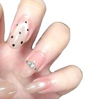 B3296 Faux ongles à presser faits main à pois, pré-fabriqués, mignons et exquis, capsules d'ongles artificiels