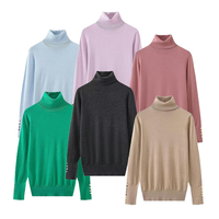 OEM Pull à col roulé à manches longues et coupe ajustée de haute qualité pour femmes Chandails à col roulé longs de couleur personnalisée pour femmes
