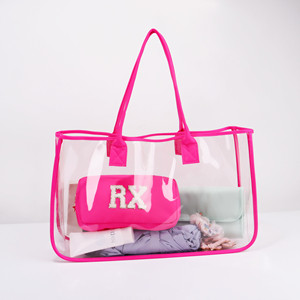 Borsa Grande Trasparente in Vinile per Spiaggia, Shopping e Piscina, Personalizzabile con <span class=keywords><strong>Monogramma</strong></span>, Borsa Tote in PVC Trasparente Fai-da-Te - Product Image 2