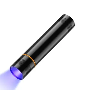 超高輝度AA電池式小型365nmUVライトポータブルミニブラックライト検出器紫外線懐中電灯