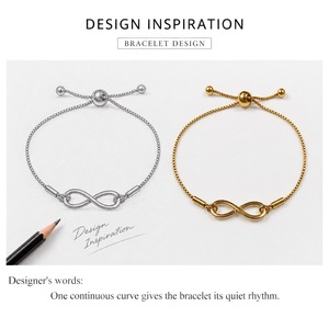 สร้อยข้อมืออินฟินิตี้สไลเดอร์ สแตนเลสสตีล ชุบทอง 14K ด้วยระบบสุญญากาศ ขนาด 22.5 มม. ลายอินฟินิตี้ น้ำหนัก 3.4 กรัม - Product Image 2