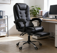 Chaise de bureau exécutive haut de gamme en cuir, ergonomique, avec repose-pieds, chaise d'ordinateur en cuir PU pour dirigeant