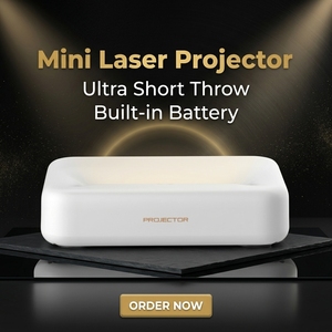 โปรเจคเตอร์เลเซอร์ขนาดเล็ก Touyinger UST02 DLP FHD 1080P 4K Android ระยะฉายสั้นพิเศษ แบตเตอรี่ในตัว 600 ANSI 3D โฮโลแกรม พกพาสะดวก รุ่น UST02 U - Product Image 2