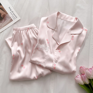 Haute qualité femmes pyjamas pantalons <span class=keywords><strong>jolie</strong></span> femme chemise de nuit vêtements de nuit vêtements de nuit rose filles col en v dames manches chemises de nuit - Product Image 2