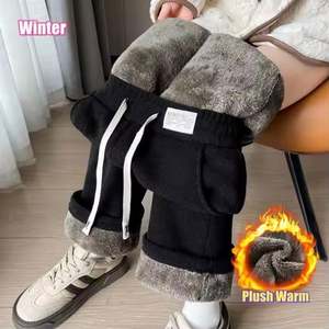 <b>Women</b> Thick Plush Warm Pants High Waist <b>Corduroy</b> Long Straight Pants <b>Women</b> Fashion Drawstring Casual <b>Trousers</b> - Product Image 6